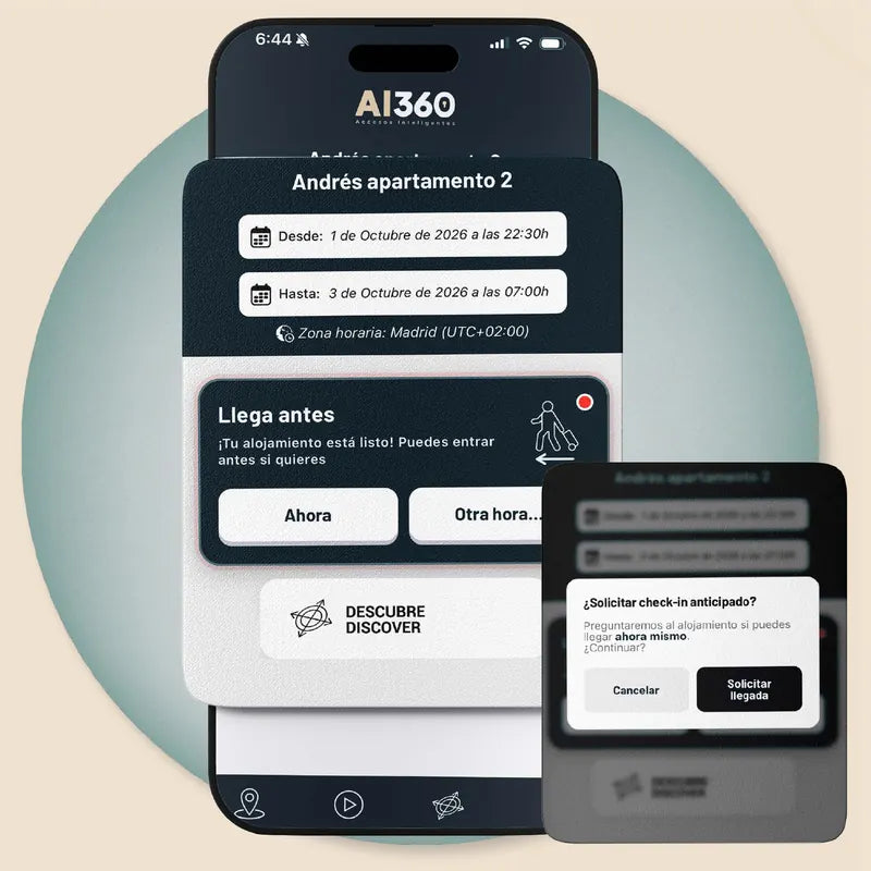 Solicitud de early check-in en el móvil
